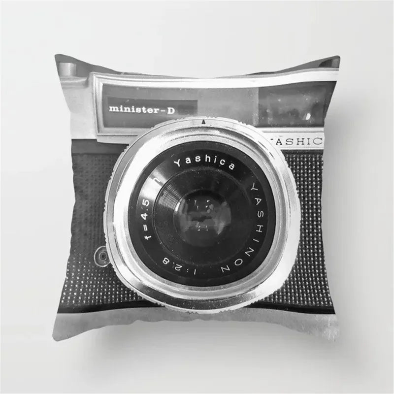Artfan lighting Black Camera Print Retro Cushion Cover for Home Sofa Chair