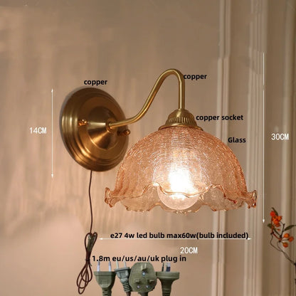 Artfan Amber Glass Wall Sconce Vintage Loft LED Vanity Light Fixture