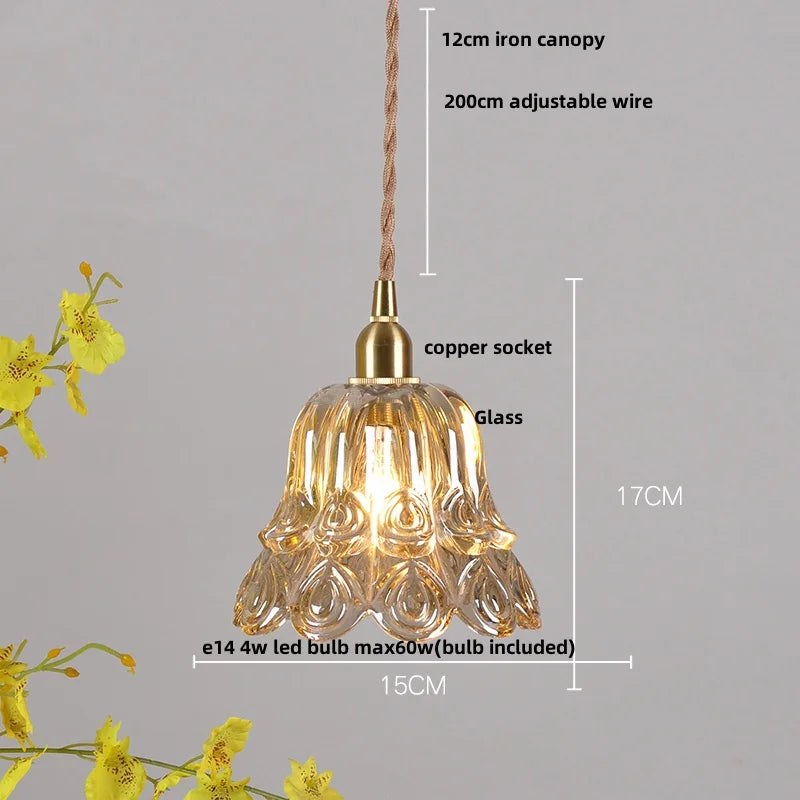 Artfan Amber Glass LED Pendant Light - Nordic Modern Balcony Foyer Coffee Wall Lamp