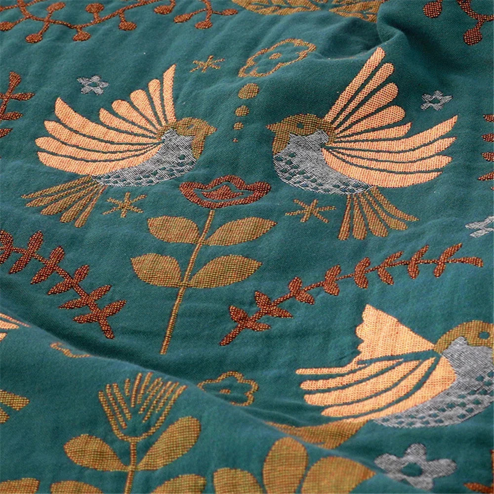 Artfan lighting Birds Jacquard Cotton Gauze Sofa Cover - Non-Slip Blanket for All Seasons