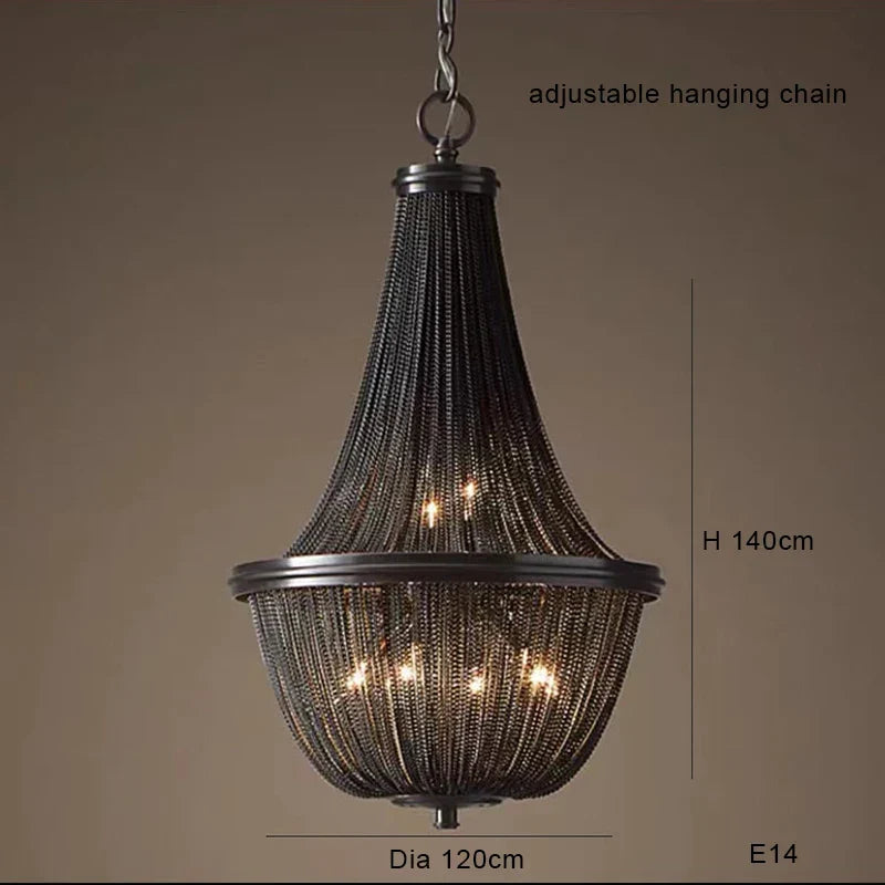 Artfan lighting Black Aluminum Chain Tassel Pendant Lights - Dimmable Classic Chandelier