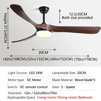 Artfan 70" Luxury Wooden Ceiling Fan with Reversible Motor for Year-Round Comfort