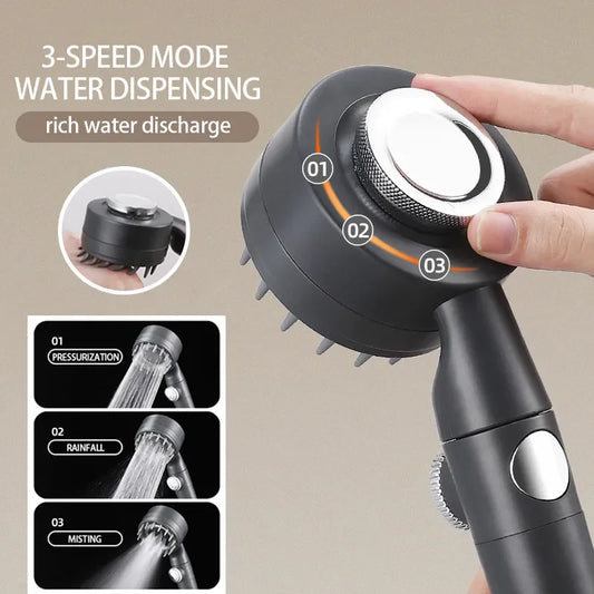Artfan Adjustable High Pressure Shower Head with 3 Modes and Hose Base