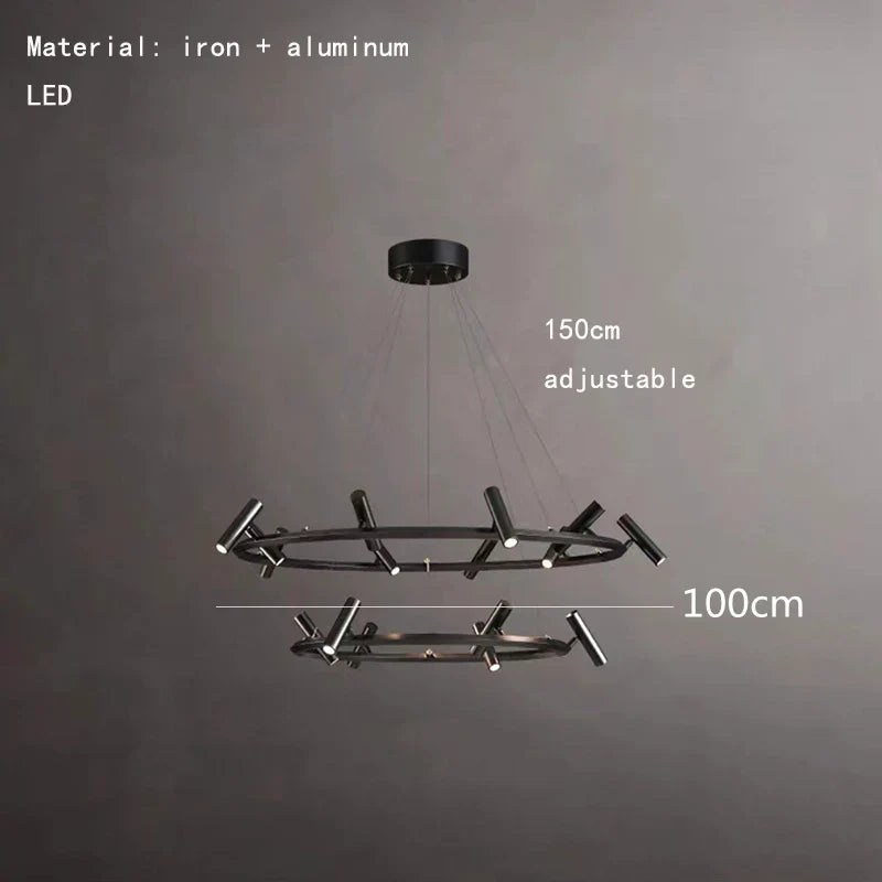 Artfan lighting Black LED Spot Chandelier: Modern Minimalist Rotatable Hanging Lamp for Home Decor