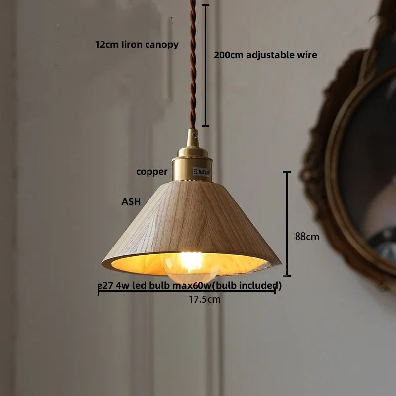 Artfan Ash Wood LED Pendant Lamp Adjustable Hanging Lights Luminaire