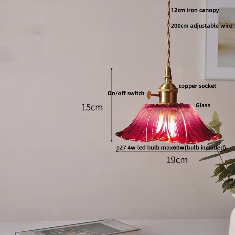 Artfan Amber Flower Glass LED Pendant Lights for Home Decor