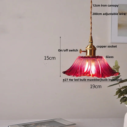 Artfan Amber Flower Glass LED Pendant Lights for Home Decor