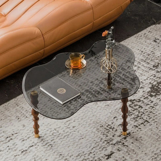 Artfan 80*40cm Solid Wood Peanut-Shaped Coffee Table for Living Room