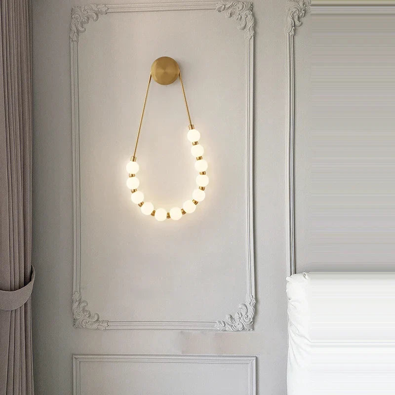 Artfan lighting Black Gold LED Her Necklace Wall Lamp Sconce for Bedroom & Corridor