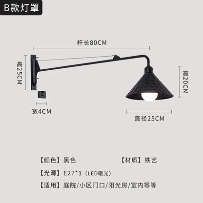 Artfan lighting Black LED Swing Arm Wall Lamp for Outdoor Decor in Bedroom, Balcony & Aisle