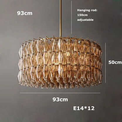 Artfan Art Deco Glass Shade Brass LED Chandelier - Luxury Black Dining Room Ceiling Light
