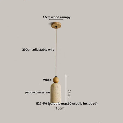 Artfan Adjustable LED Pendant Light - Nordic Modern Yellow Travertine Marble Wood Fixture