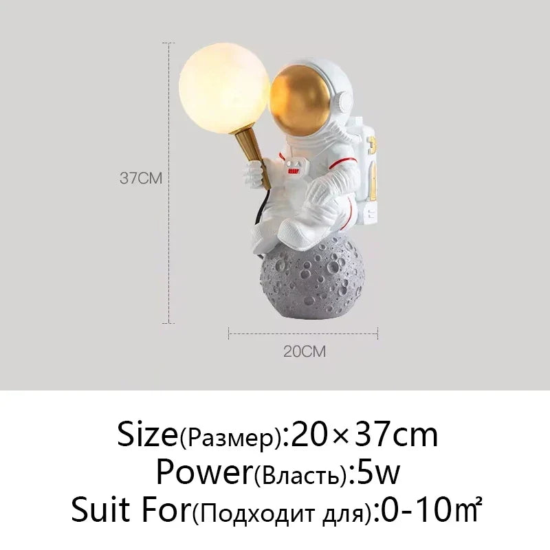 Artfan Astronaut Moon Planet Table Lamp Night Light Bedroom Decor Spaceman Theme