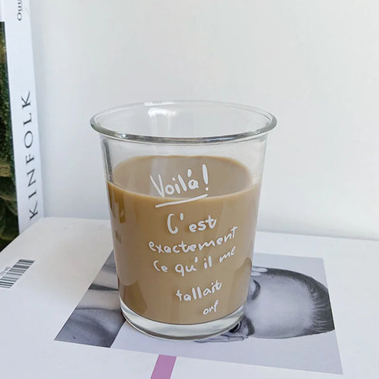 Artfan 320ml Glass Tumbler Cup - French Style Bon Appetit Iced Coffee Juice Water Glass