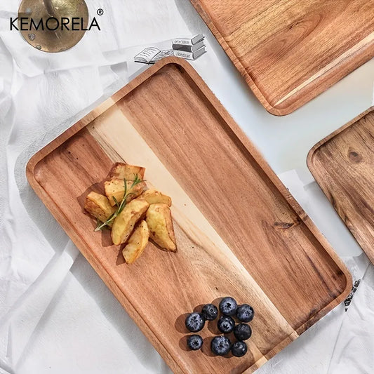 Artfan Acacia Wood Coffee Tray | Versatile Food Serving Tray for Desserts and Tea