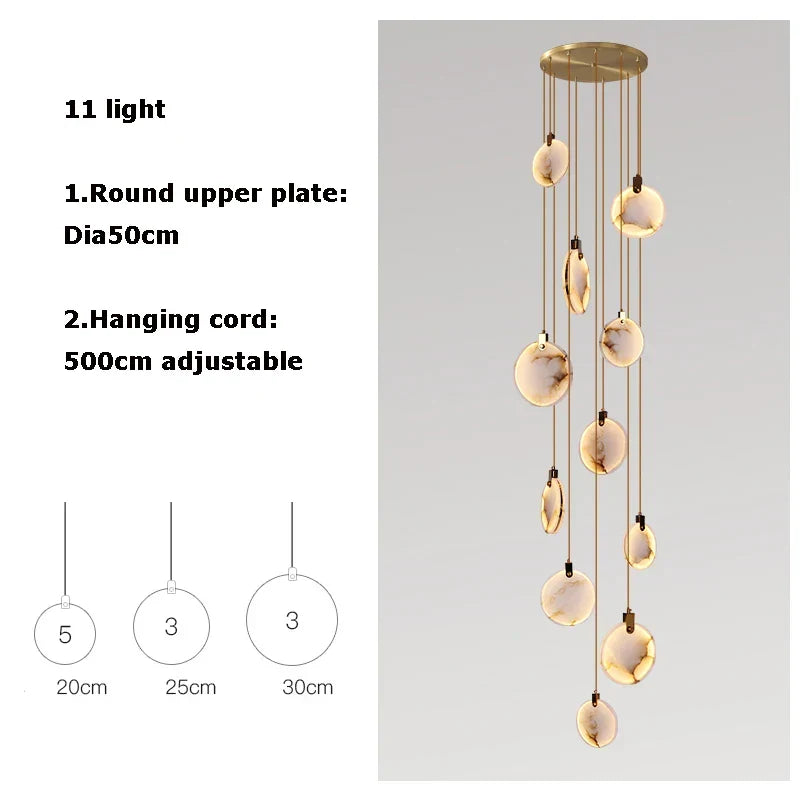 Artfan 2025 Art Deco Marble Golden Lustre LED Chandelier Lighting