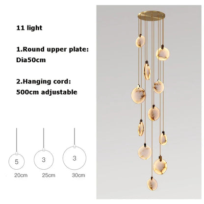 Artfan 2025 Art Deco Marble Golden Lustre LED Chandelier Lighting