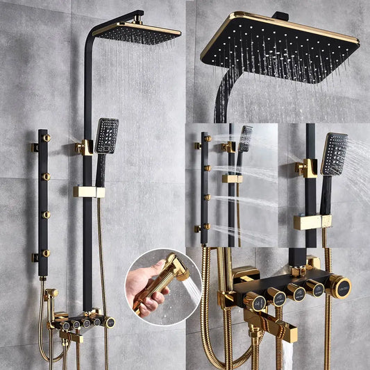 Artfan 5-Function Shower Faucet Set with Rain Shower Head, Hand Shower, and Bathtub Spout