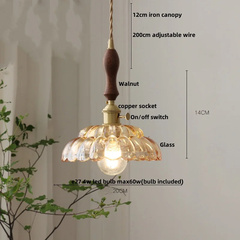 Artfan Amber Flower Glass LED Pendant Lights for Home Decor