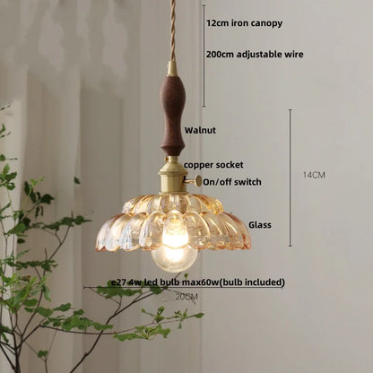 Artfan Amber Flower Glass LED Pendant Lights for Home Decor