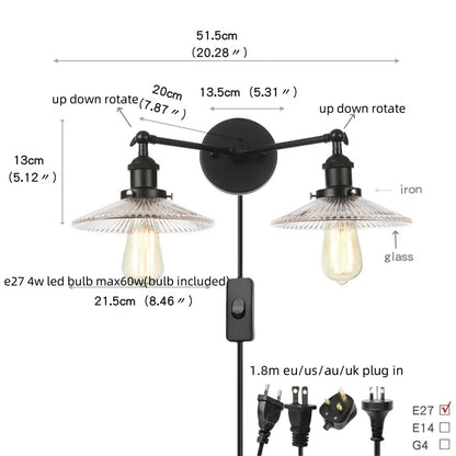 Artfan lighting Black LED Wall Lamp Sconce Industrial Loft Vintage Bathroom Mirror Light