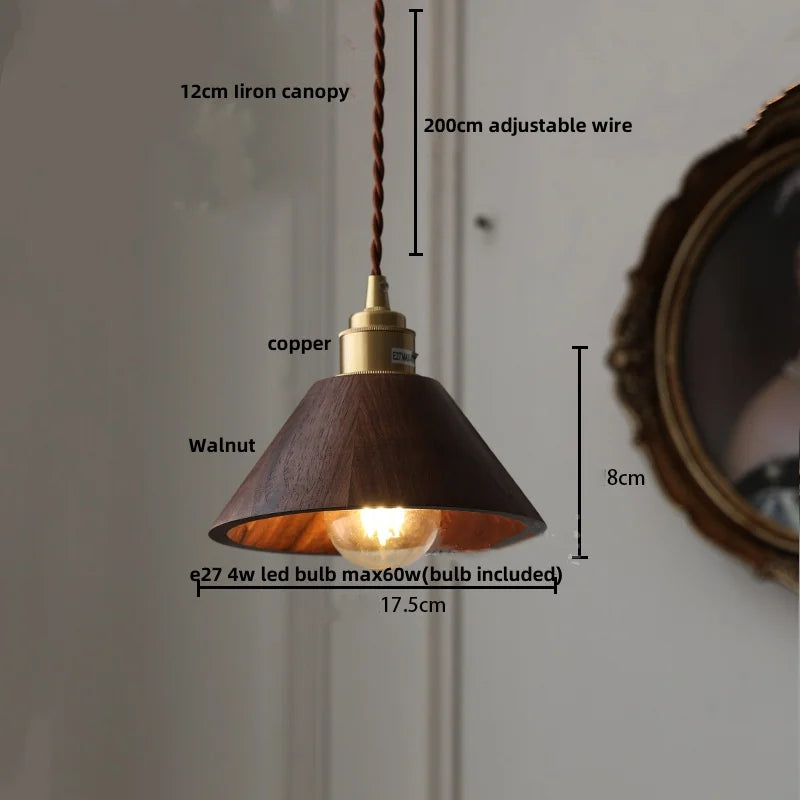 Artfan Ash Wood LED Pendant Lamp Adjustable Hanging Lights Luminaire