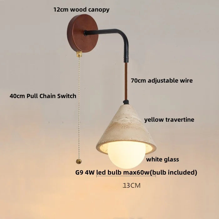 Artfan Adjustable LED Wall Sconce Yellow Travertine Stair Light Fixture for Home Decor