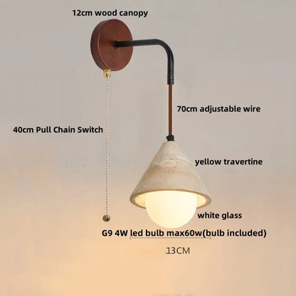 Artfan Adjustable LED Wall Sconce Yellow Travertine Stair Light Fixture for Home Decor