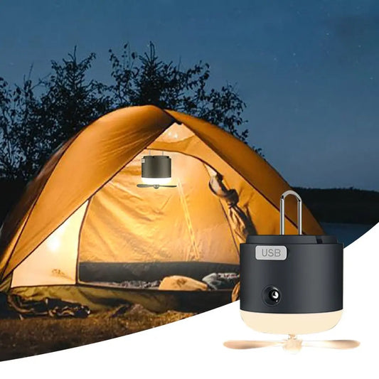 Artfan 4-in-1 Rechargeable LED Camping Lantern with Fan & Spray