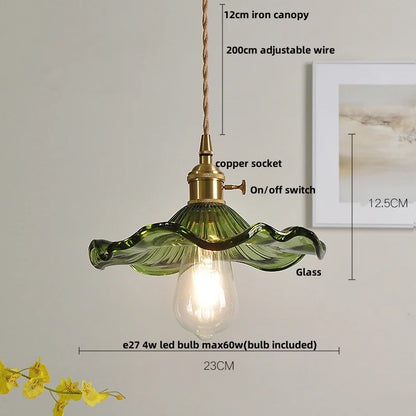 Artfan Green Glass LED Pendant Light | Nordic Modern Copper Knob Switch Hanging Fixture