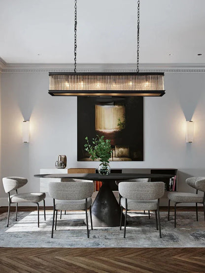 Artfan lighting Black Crystal Glass Rectangle Chandeliers for Dining Room - Luxury Retro Hanglamp