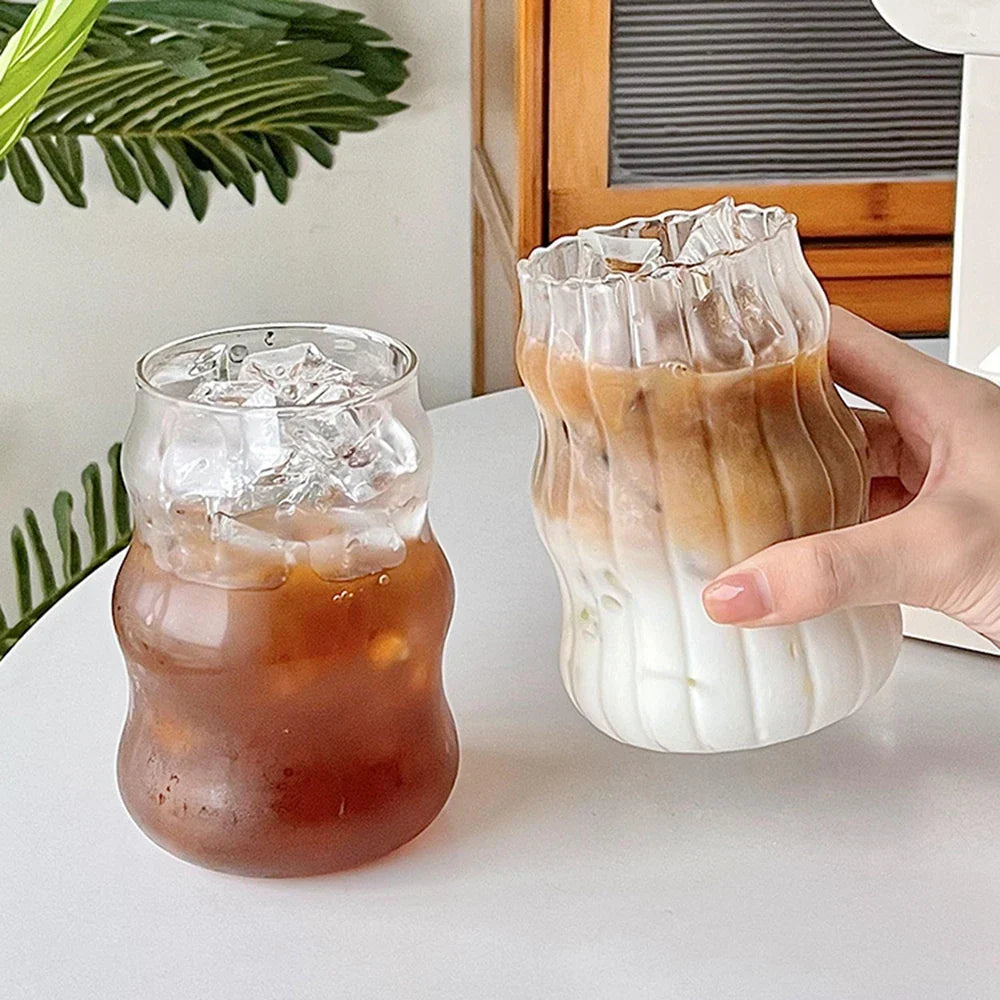 Artfan 650ml Latte Ribbed Cocktail Glass Set, Nordic Style Phnom Penh Water Juice Cup