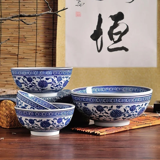 Artfan lighting Blue and White Ceramic Noodle Bowl - Japanese Style Tableware