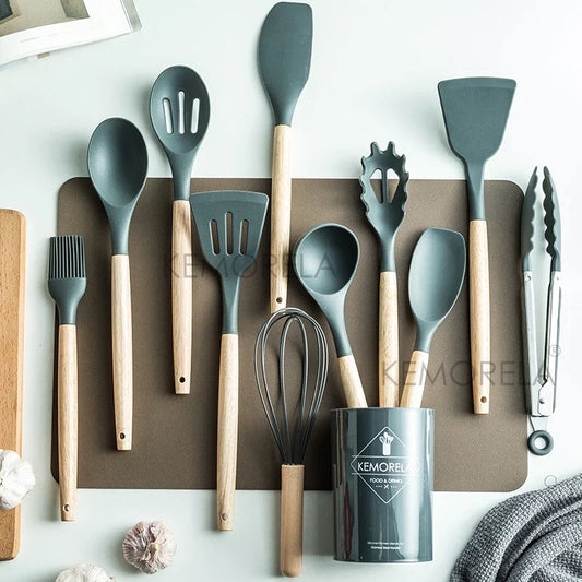 Artfan 13-Piece Silicone Kitchen Utensils Set with Storage Box | Heat-Resistant Cooking Tools and Baking Accessories