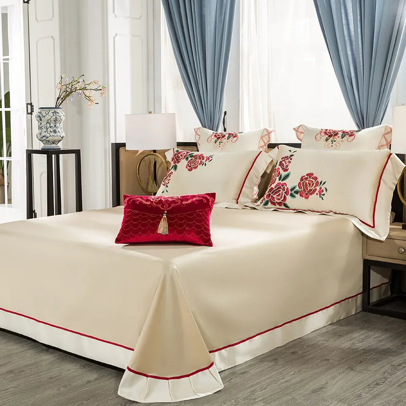 Artfan 200S Embroidery Egyptian Cotton Bedding Set - Queen King Linens