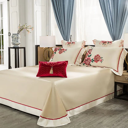 Artfan 200S Embroidery Egyptian Cotton Bedding Set - Queen King Linens