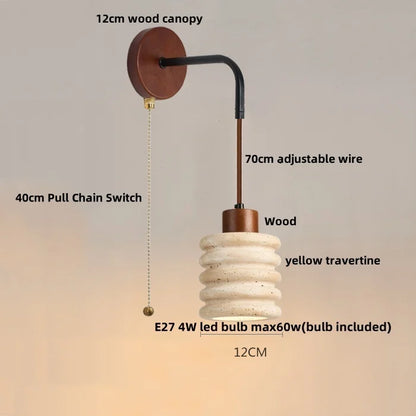 Artfan Adjustable LED Wall Sconce Yellow Travertine Stair Light Fixture for Home Decor