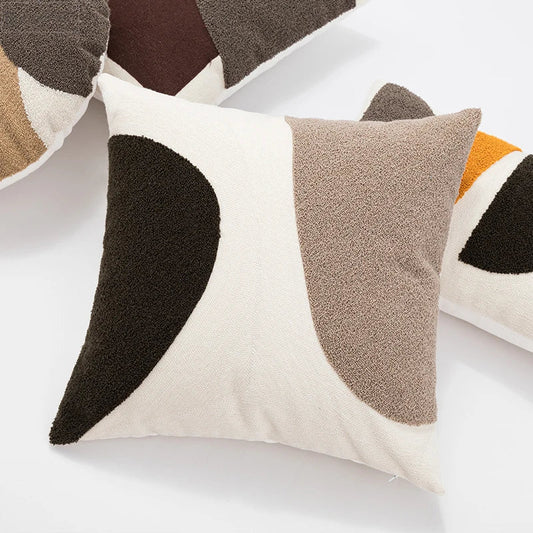 Artfan Abstract Beige Coffee Brown Knot Cushion Cover | Handmade Neutral Art for Sofa Bed