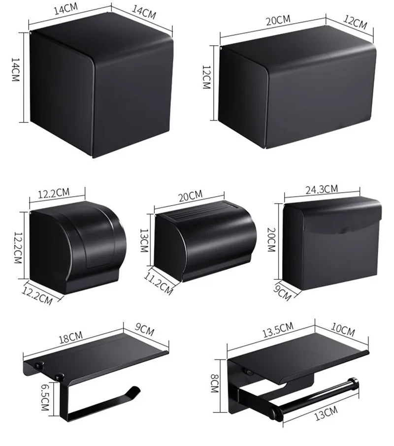 Artfan lighting Black Aluminum Bathroom Paper Holder: Elegant Tissue Box Rack & Toilet Paper Holder