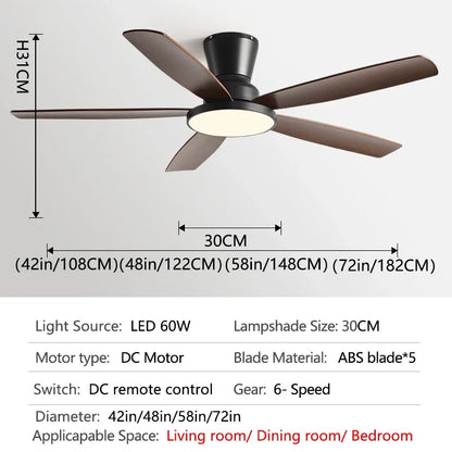 Artfan 72" DC Ceiling Fan Light Remote Control Strong Winds Living Room Mute Chandelier
