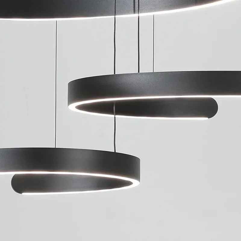 Artfan lighting Black LED Chandelier Pendant Light for Foyer Stairs Bar, Minimalist Indoor Hanging Lamp