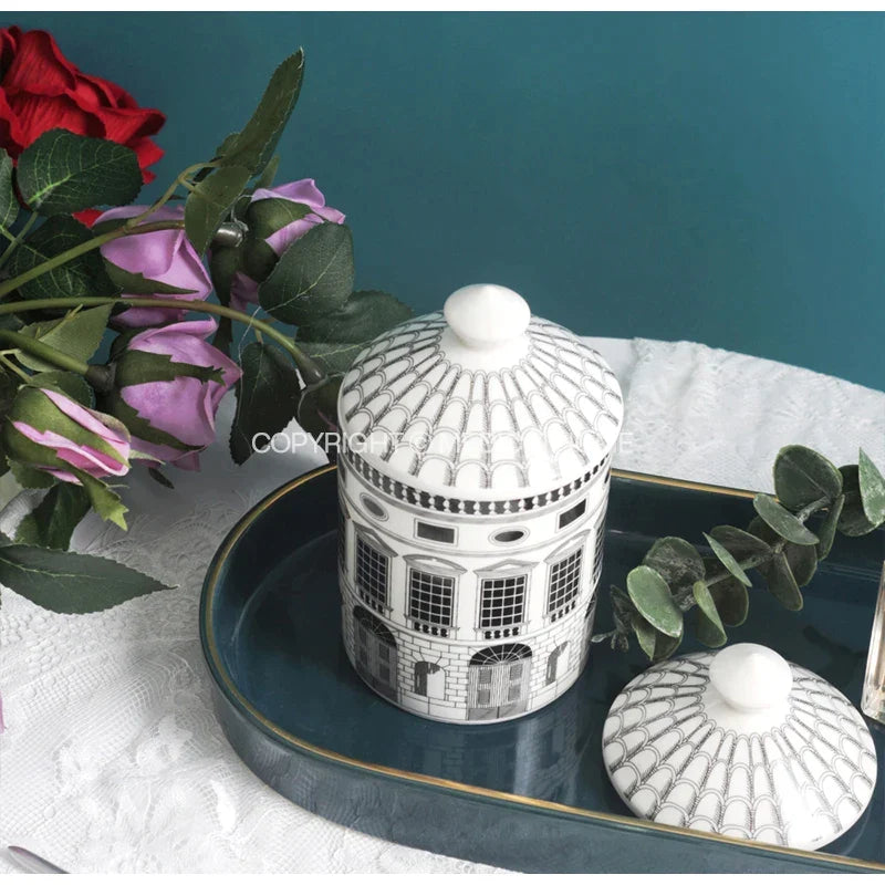 Artfan Ancient Roman Architecture Ceramic Incense Candlestick Luxury Home Ornament