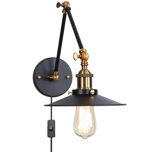 Artfan lighting Black Iron LED Wall Light Fixture Industrial Vintage Adjustable Long Arm