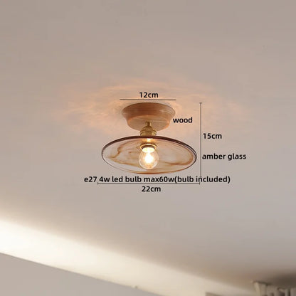 Artfan Amber Glass LED Ceiling Lights Modern Decoration for Home Porch Restaurant