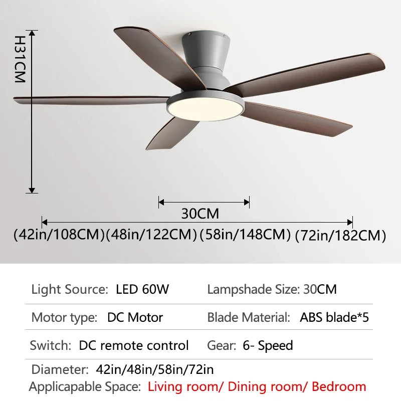 Artfan 72" DC Ceiling Fan Light Remote Control Strong Winds Living Room Mute Chandelier