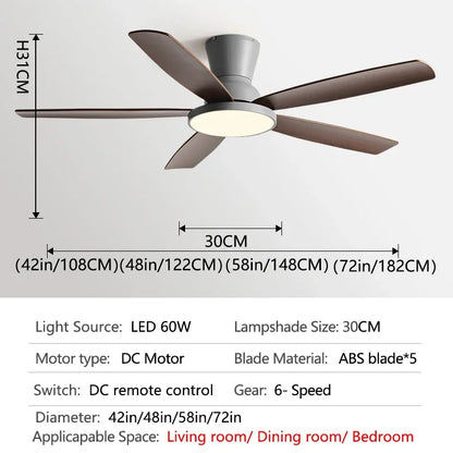 Artfan 72" DC Ceiling Fan Light Remote Control Strong Winds Living Room Mute Chandelier