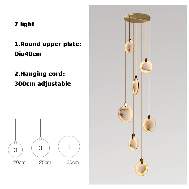 Artfan 2025 Art Deco Marble Golden Lustre LED Chandelier Lighting
