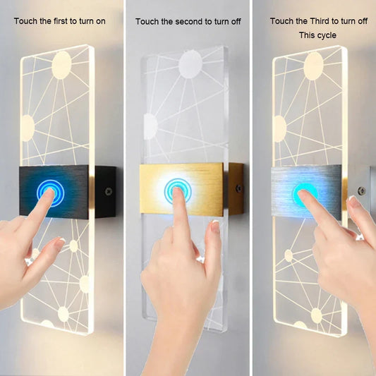 Artfan Acrylic Touch Sensor LED Wall Lamp, Modern Sconces, 6W Indoor Lighting for Home Decor