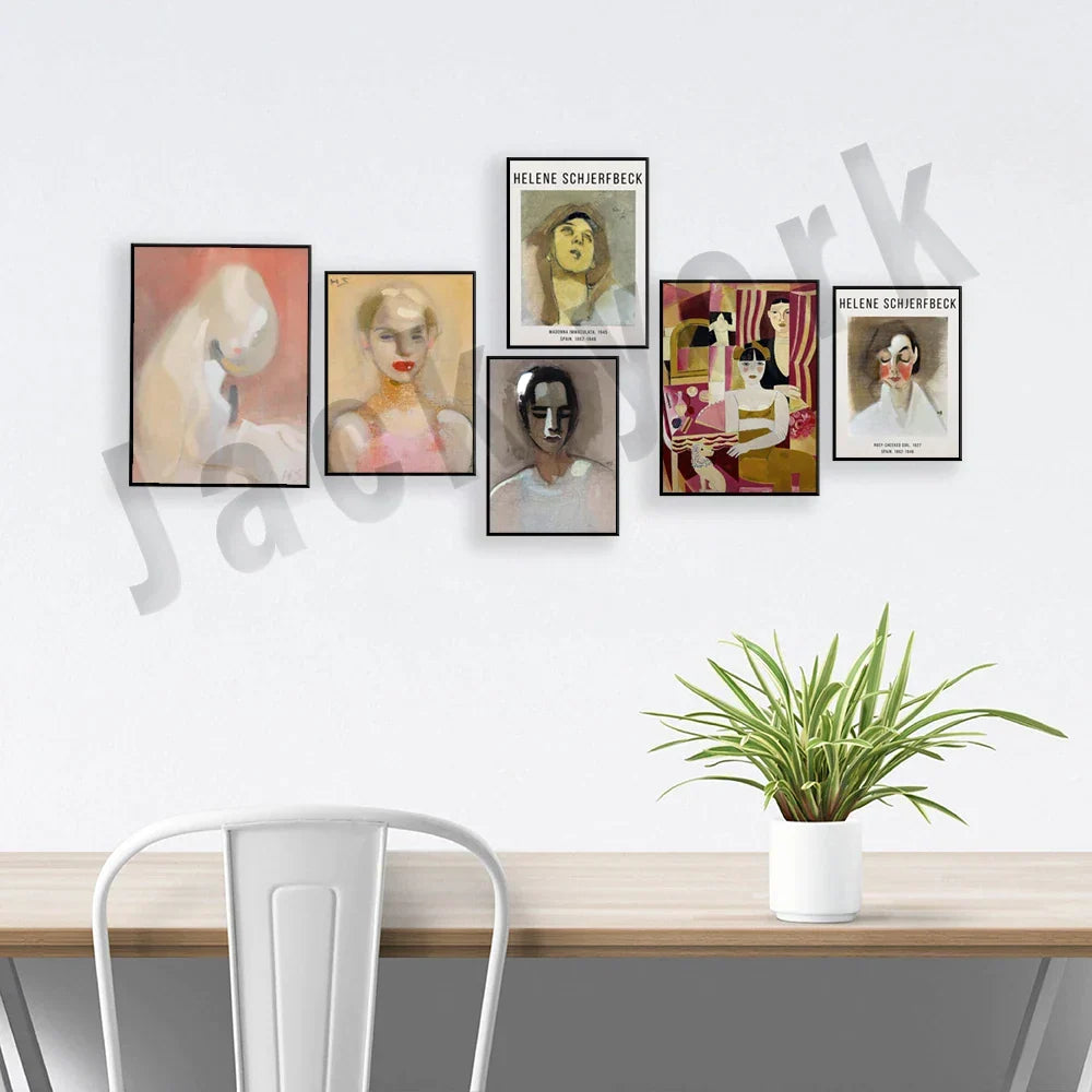 Artfan Abstract Vintage Exhibition Poster Set - Helene Schjerfbeck, Circus Girl, Blonde Girl