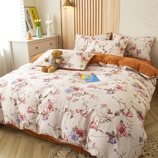 Artfan 4-Piece Flower Print Bedding Set